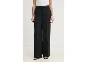 Παντελόνι με λινό μείγμα Calvin Klein χρώμα: μαύρο, K20K208381