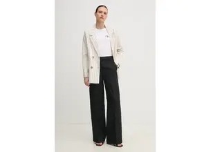 Παντελόνι με λινό μείγμα Calvin Klein χρώμα: μαύρο, K20K208381