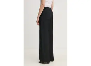 Παντελόνι με λινό μείγμα Calvin Klein χρώμα: μαύρο, K20K208381