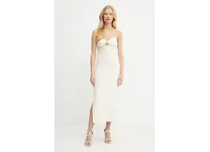 Φόρεμα Elisabetta Franchi χρώμα: μπεζ, AB76951E2
