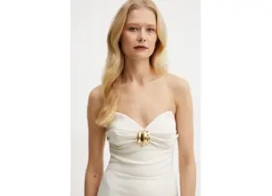 Φόρεμα Elisabetta Franchi χρώμα: μπεζ, AB76951E2