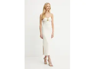 Φόρεμα Elisabetta Franchi χρώμα: μπεζ, AB76951E2