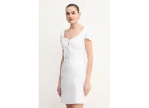Λινό φόρεμα Guess ISABEAU χρώμα: άσπρο, W5GK41 WH5L2