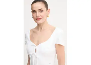 Λινό φόρεμα Guess ISABEAU χρώμα: άσπρο, W5GK41 WH5L2