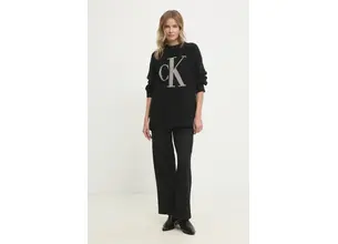 Βαμβακερό πουλόβερ Calvin Klein Jeans χρώμα: μαύρο, J20J224799