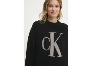 Βαμβακερό πουλόβερ Calvin Klein Jeans χρώμα: μαύρο, J20J224799