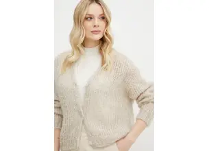 Μάλλινη ζακέτα Weekend Max Mara χρώμα: μπεζ, 2515341031600