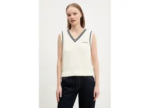 Βαμβακερό γιλέκο Guess Jeans χρώμα: μπεζ, W5GR02 Z3HM1