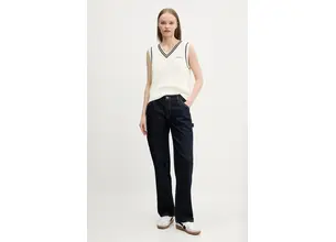 Βαμβακερό γιλέκο Guess Jeans χρώμα: μπεζ, W5GR02 Z3HM1