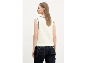 Βαμβακερό γιλέκο Guess Jeans χρώμα: μπεζ, W5GR02 Z3HM1
