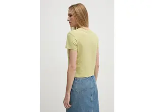 Βαμβακερό μπλουζάκι Calvin Klein Jeans γυναικείο, χρώμα: πράσινο, J20J224984