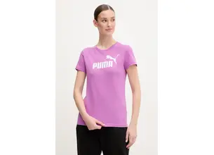 Βαμβακερό μπλουζάκι Puma γυναικείο, χρώμα: μοβ, 682371