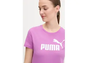Βαμβακερό μπλουζάκι Puma γυναικείο, χρώμα: μοβ, 682371