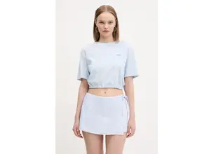 Βαμβακερό μπλουζάκι Tommy Jeans γυναικείο, χρώμα: μπλε, DW0DW20324