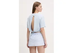Βαμβακερό μπλουζάκι Tommy Jeans γυναικείο, χρώμα: μπλε, DW0DW20324