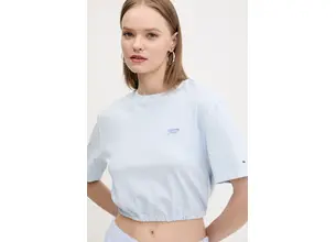 Βαμβακερό μπλουζάκι Tommy Jeans γυναικείο, χρώμα: μπλε, DW0DW20324
