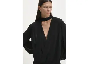 Μπλουζάκι Answear Lab χρώμα: μαύρο