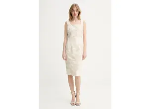 Φόρεμα από λινό μείγμα Blugirl Blumarine χρώμα: μπεζ, RA5131.T2942