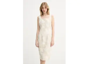 Φόρεμα από λινό μείγμα Blugirl Blumarine χρώμα: μπεζ, RA5131.T2942