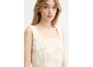 Φόρεμα από λινό μείγμα Blugirl Blumarine χρώμα: μπεζ, RA5131.T2942