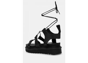 Σανδάλια Flatform με Κορδόνια Lace Up - Μαύρο