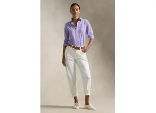 Βαμβακερό πουκάμισο Polo Ralph Lauren χρώμα: μοβ, 211924258