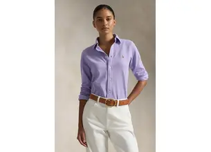 Βαμβακερό πουκάμισο Polo Ralph Lauren χρώμα: μοβ, 211924258