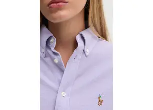 Βαμβακερό πουκάμισο Polo Ralph Lauren χρώμα: μοβ, 211924258