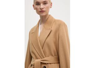 Μάλλινο παλτό Tommy Hilfiger χρώμα: μπεζ, WW0WW43602