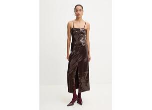 Φόρεμα Rotate Slim Midi Dress χρώμα: καφέ, 1127532910