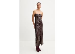 Φόρεμα Rotate Slim Midi Dress χρώμα: καφέ, 1127532910