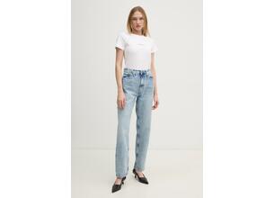 Βαμβακερό μπλουζάκι Calvin Klein Jeans γυναικείο, χρώμα: άσπρο, J20J223563