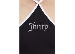 Top Juicy Couture CONTRAST CROSS OVER HALTER TOP χρώμα: μαύρο, JCWCT24304