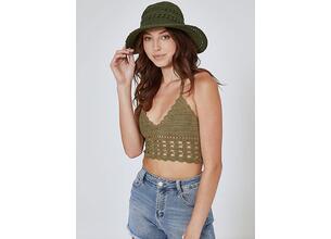 Πλεκτό κροσέ crop top με δέσιμο SM0029.4003+4