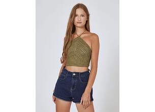 Πλεκτό crop top με δέσιμο SM0029.4054+4