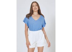 Βαμβακερή μπλούζα με βολάν SM9428.4686+6