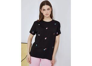 T-shirt με κέντημα λουλούδια SN7590.4218+2