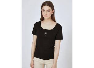 T-shirt με strass τριαντάφυλλο SN7590.4227+2