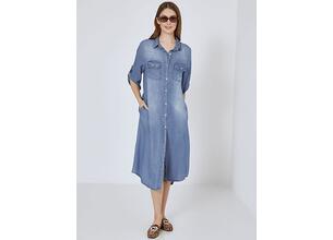 Φόρεμα σεμιζιέ μίντι με όψη denim SN7830.8166+1