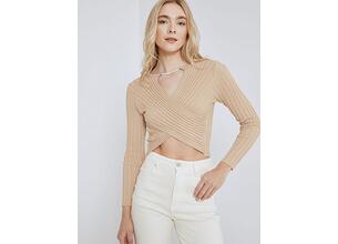 Crop top κρουαζέ με πέρλες SN9423.4583+3