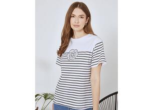 T-shirt με ρίγες και strass SN9844.4615+2