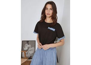 T-shirt με denim λεπτομέρειες SN9844.4961+2