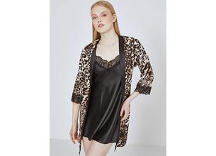 Σετ νυχτικό με ρόμπα animal print σατέν SN9858.0856+5
