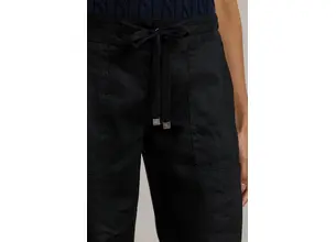 Λινό παντελόνι Lauren Ralph Lauren χρώμα: μαύρο