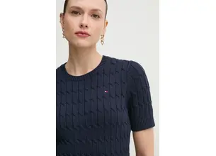 Βαμβακερό πουλόβερ Tommy Hilfiger χρώμα: ναυτικό μπλε, WW0WW38744