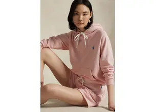 Βαμβακερή μπλούζα Polo Ralph Lauren γυναικεία, χρώμα: ροζ, με κουκούλα, 211935583