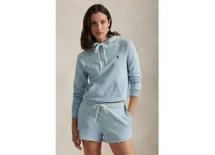 Βαμβακερή μπλούζα Polo Ralph Lauren γυναικεία, χρώμα: μπλε, με κουκούλα, 211935583