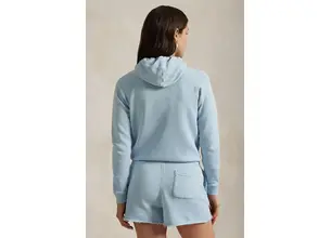 Βαμβακερή μπλούζα Polo Ralph Lauren γυναικεία, χρώμα: μπλε, με κουκούλα, 211935583