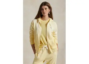 Βαμβακερή μπλούζα Polo Ralph Lauren γυναικεία, χρώμα: κίτρινο, με κουκούλα, 211935584