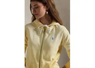 Βαμβακερή μπλούζα Polo Ralph Lauren γυναικεία, χρώμα: κίτρινο, με κουκούλα, 211935584